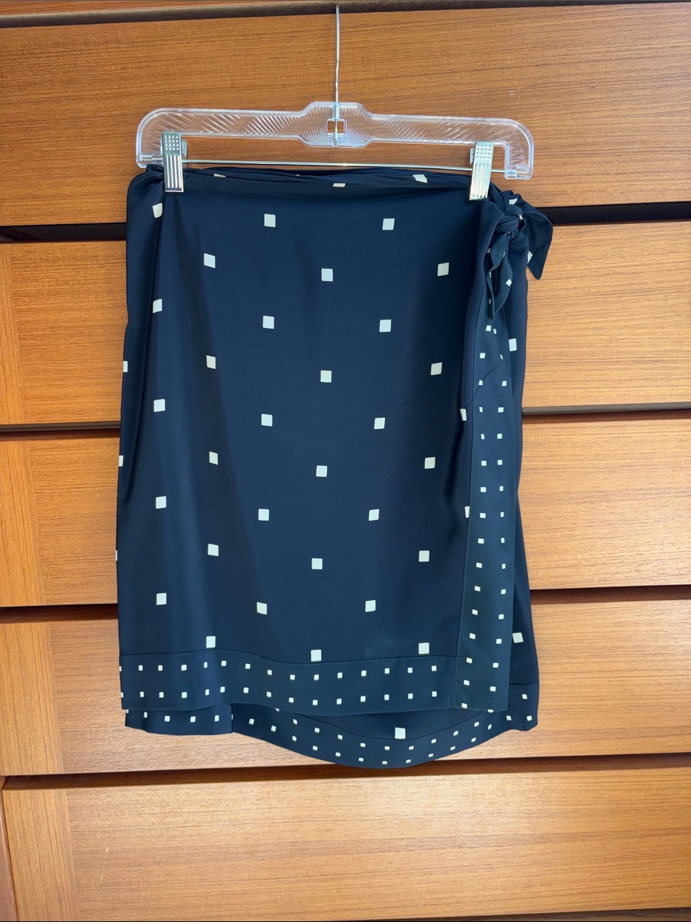 Black Square Print Tie-Waist Skirt